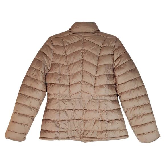Ci Sono Full Zip Winter Packable Quilted Lined Puffer Jacket Coat Taupe Large - Picture 4 of 11